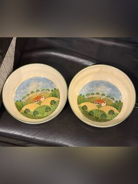 Vintage Sangostone Country Cottage 9" Round Serving Bowl 3645 Set Of 2